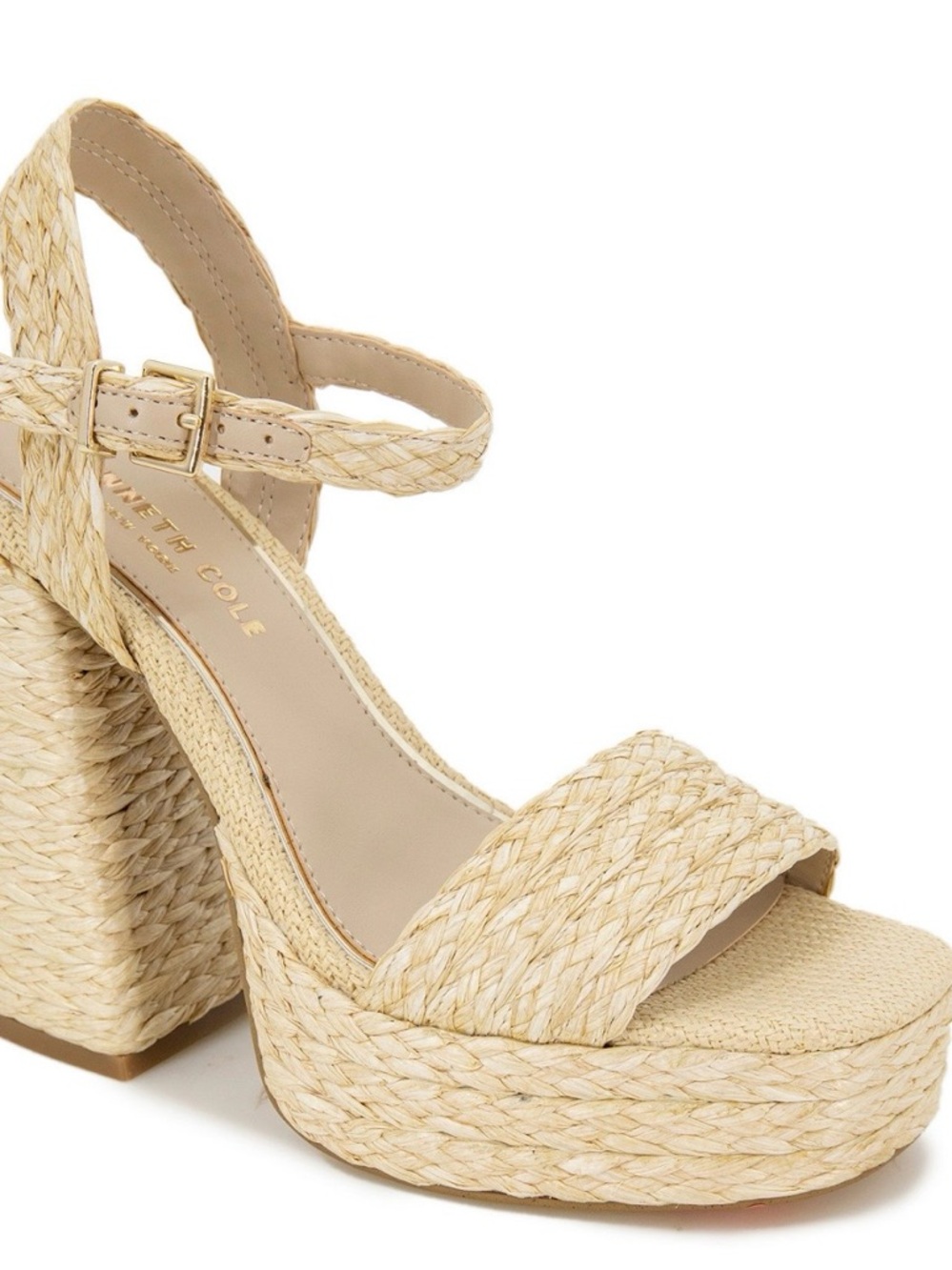 Kenneth Cole Natural Raffia Braided Platform Sandals Size 6